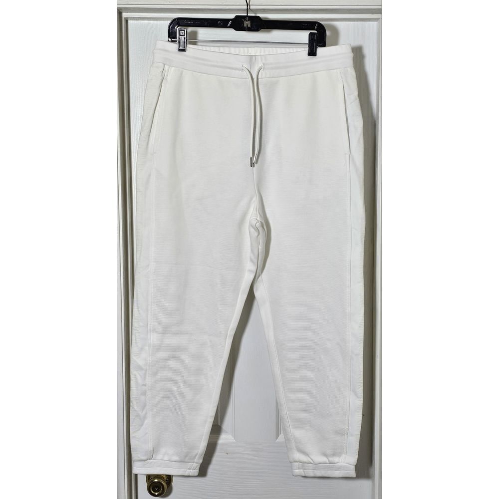 Armani Exchange A/X Jogger Pants Men's Size Large Ivory Logo Tape Stripe Pockets